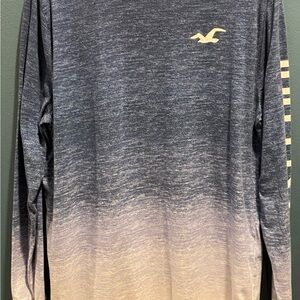 Hollister Blue and Cream Long Sleeve Tee